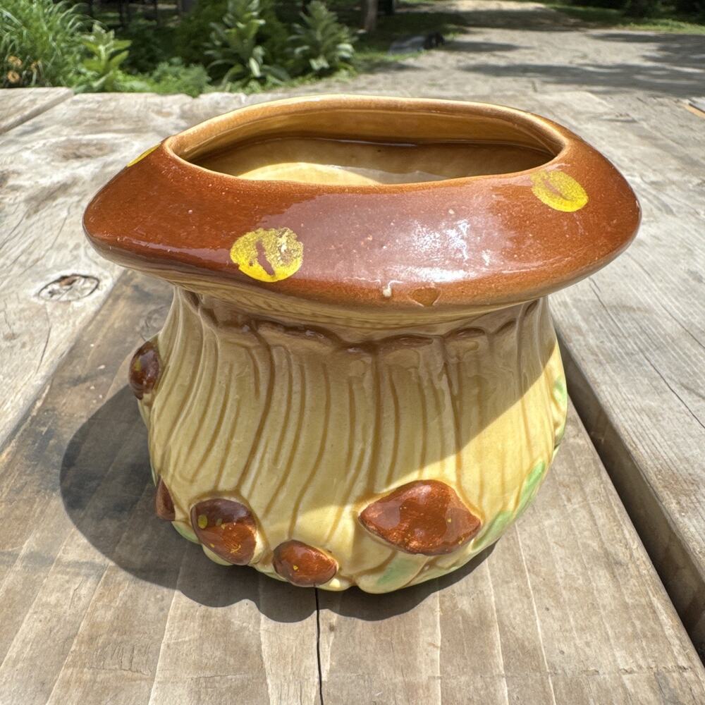 Vtg 1970’s Mushroom Ceramic Planter Pot Whimsical Cottage Grandma Core CCC 506